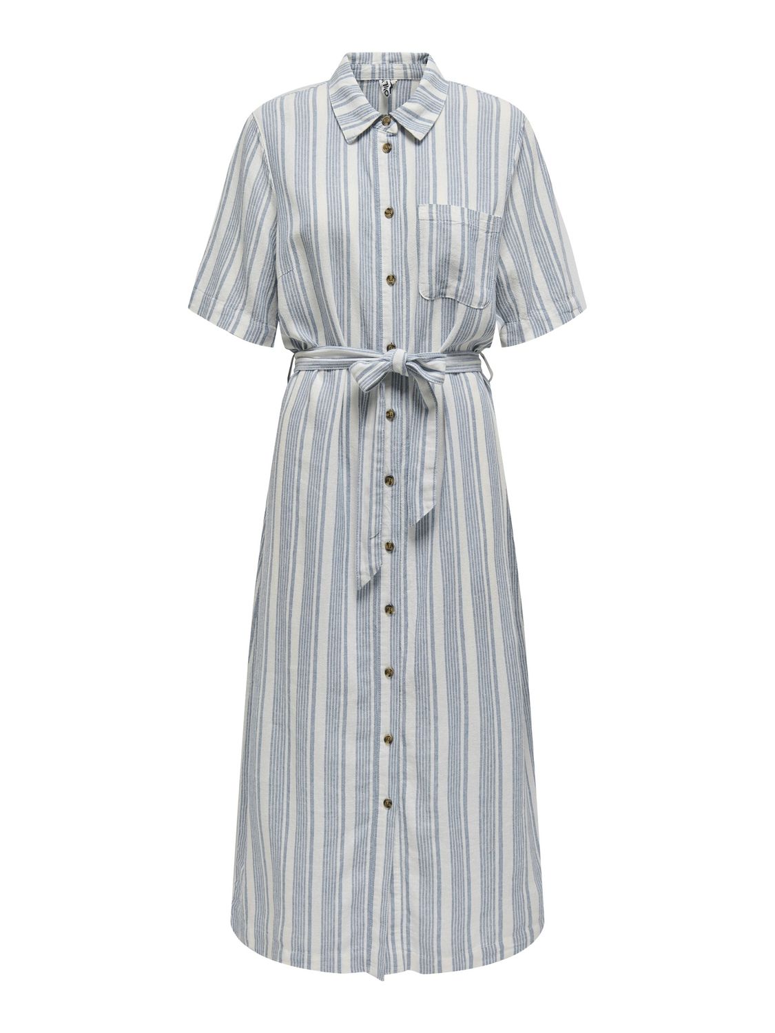 Only Robe longue lin rayures bleu 15338884