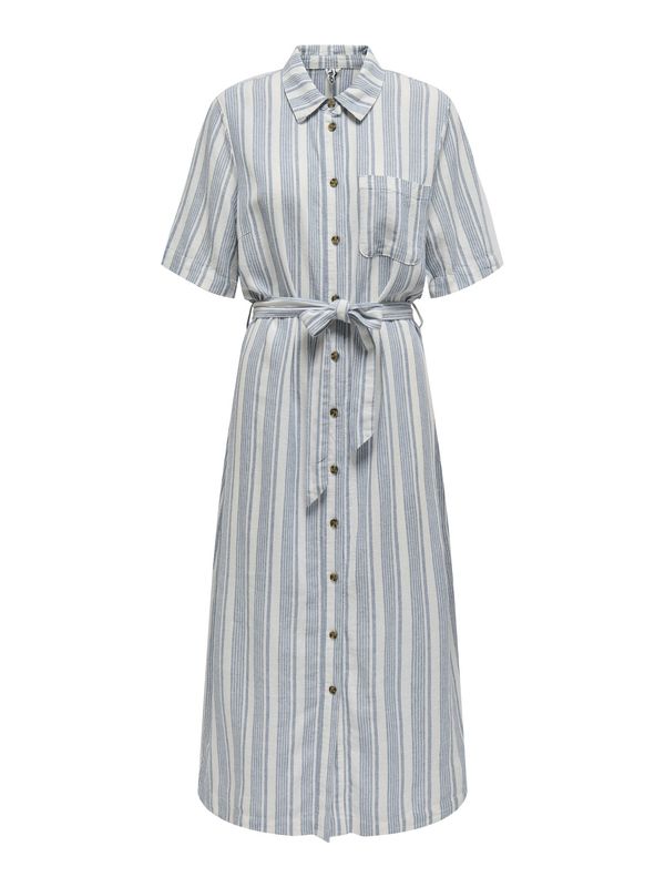 Only Robe longue lin rayures bleu 15338884