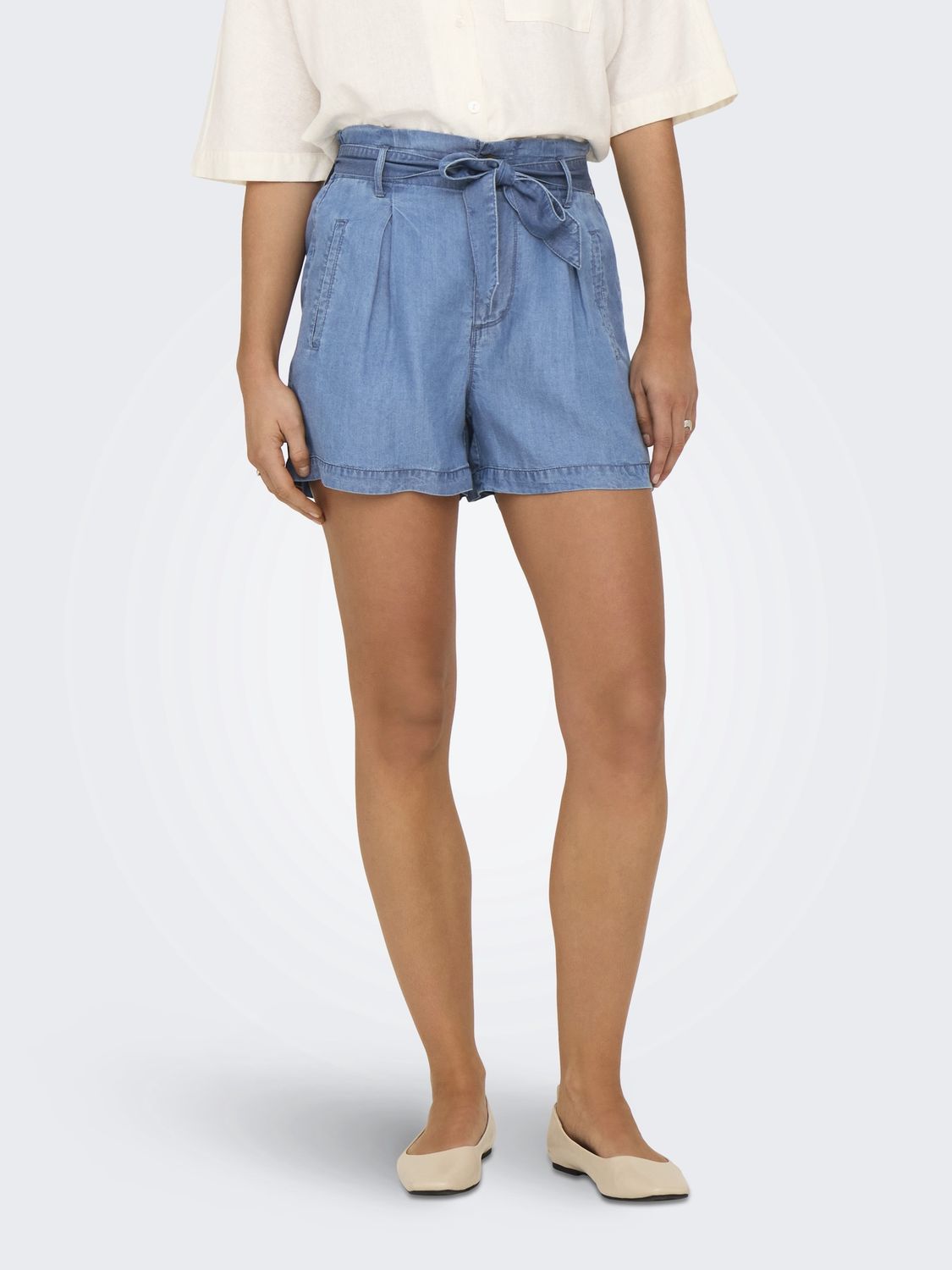 Only Short Tencel bleu moyen 15338315