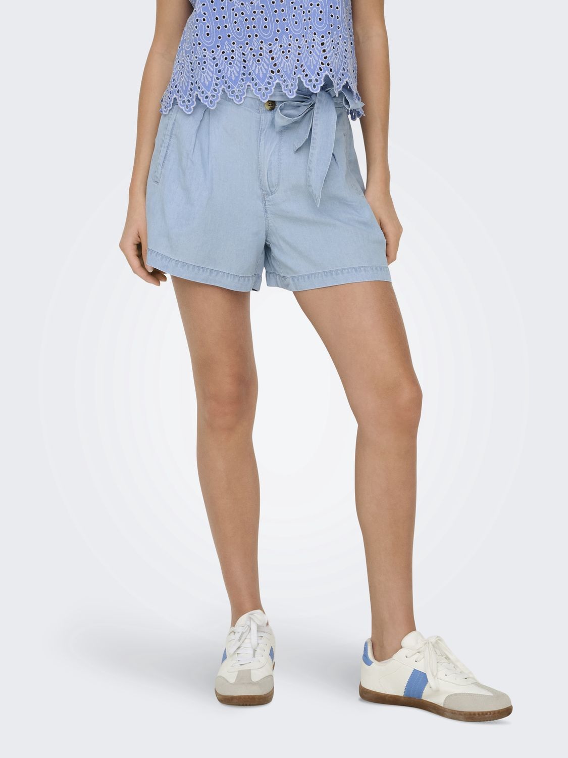 Only Short tencel bleu pâle 15338315