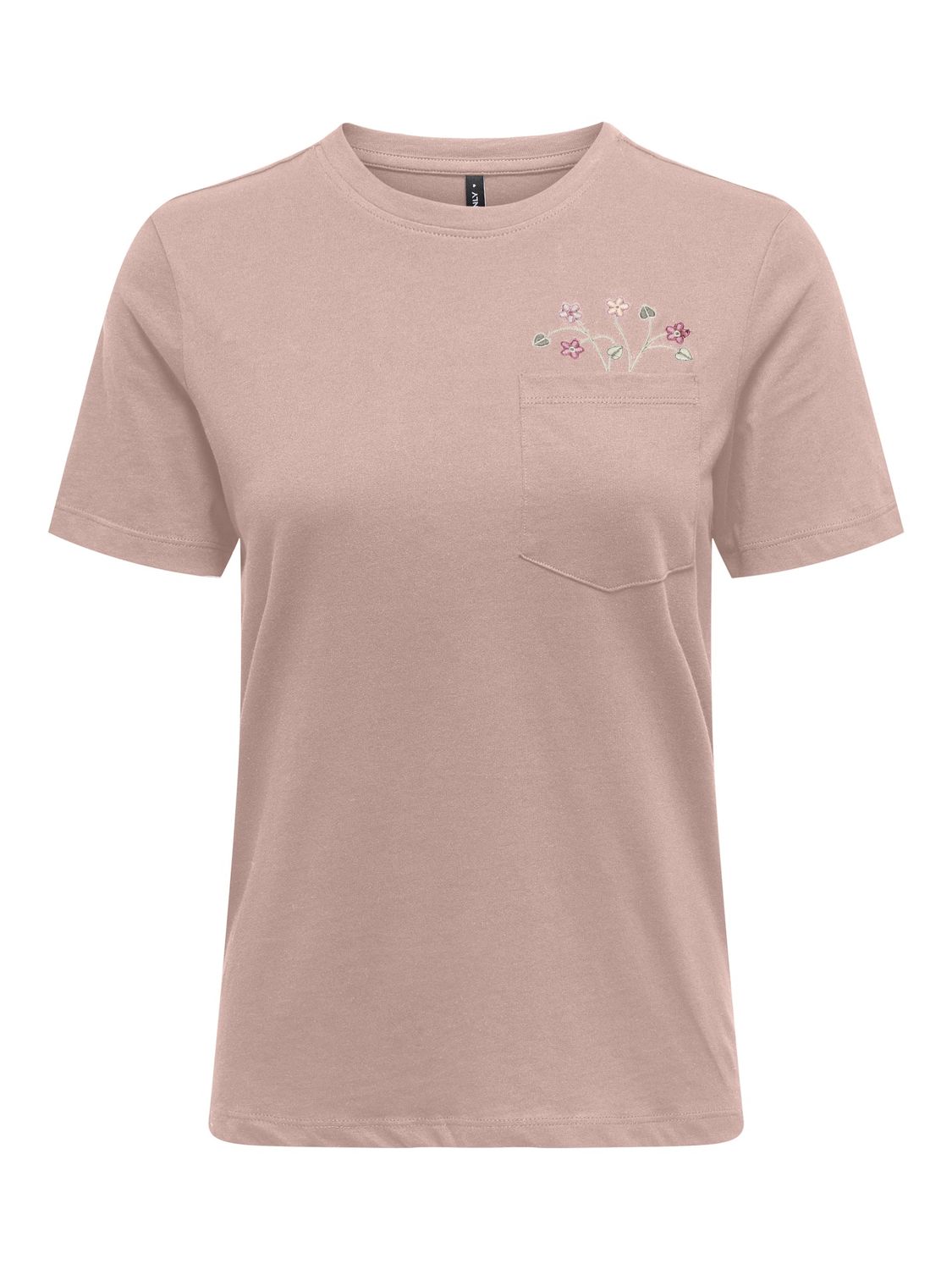 Only T-Shirt rose motifs fleurs poche avant 15317989