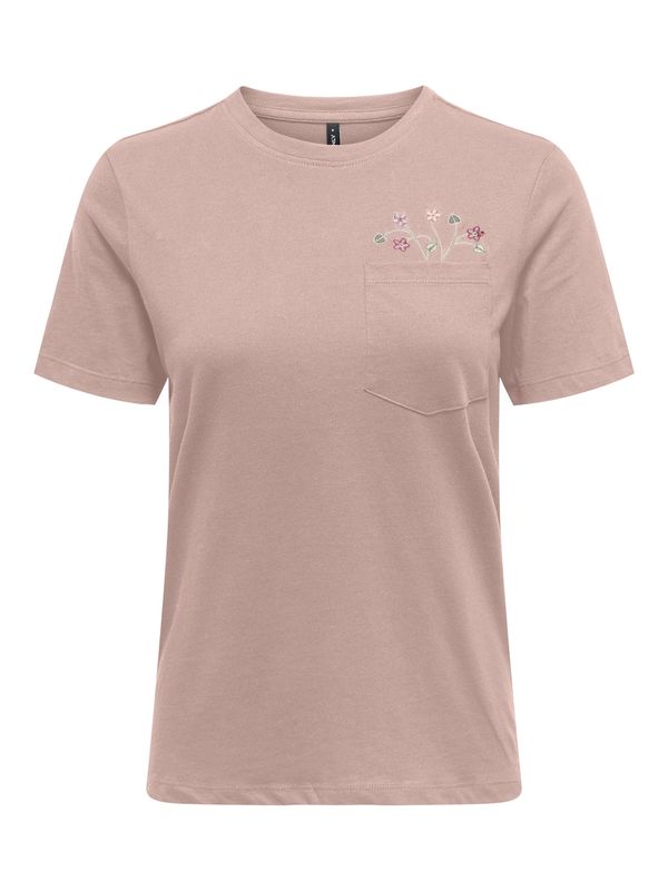 Only T-Shirt rose motifs fleurs poche avant 15317989