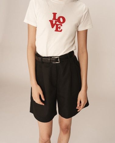 Grace&amp;Mila Short Pastel noir en lin 13090