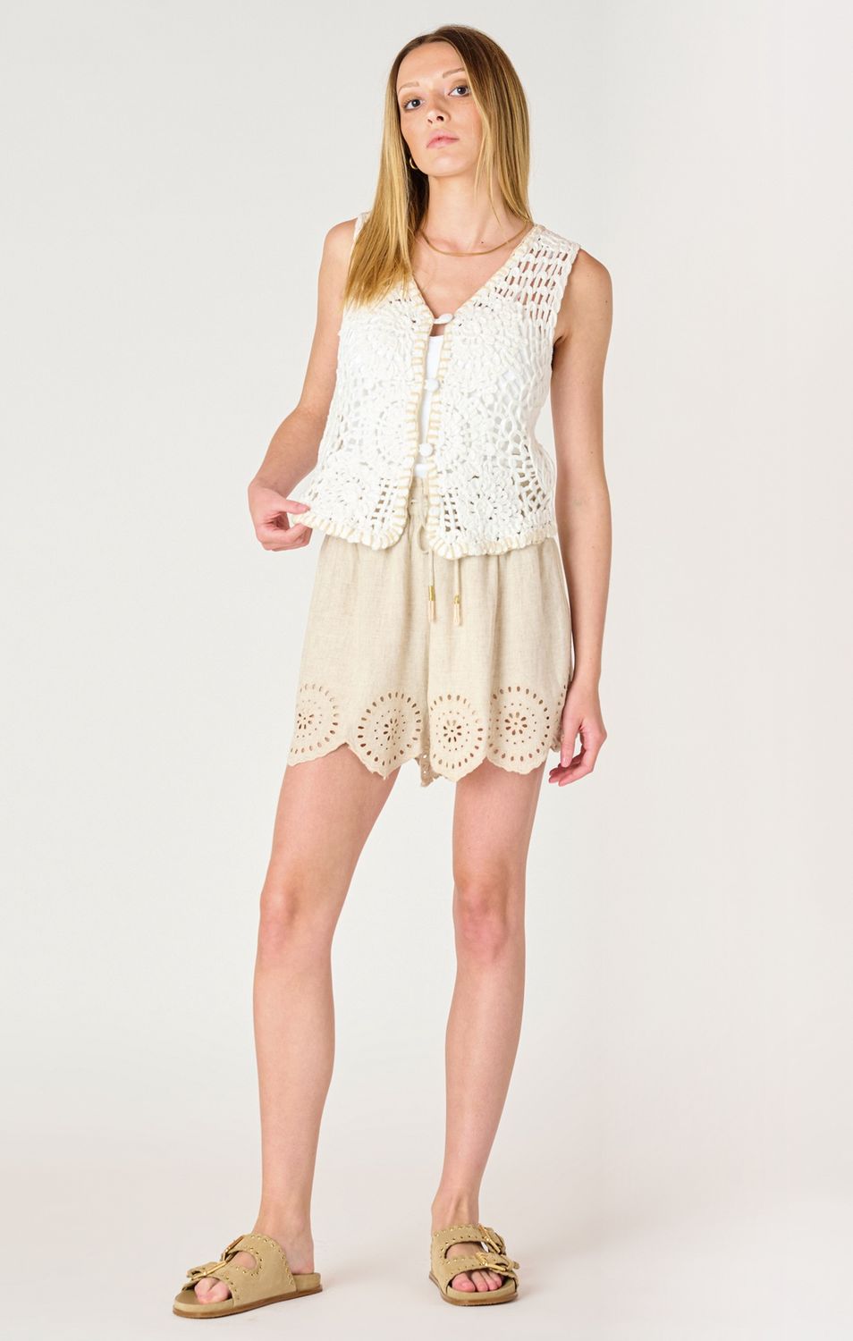 Dex Short lin avec détail broderie 2522744
