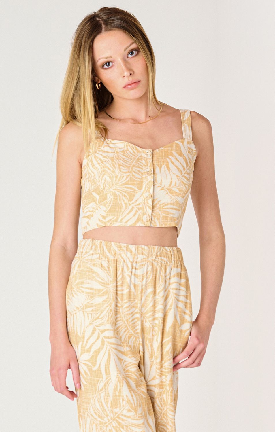 Dex Haut court lin motif Warm Palm 2523515