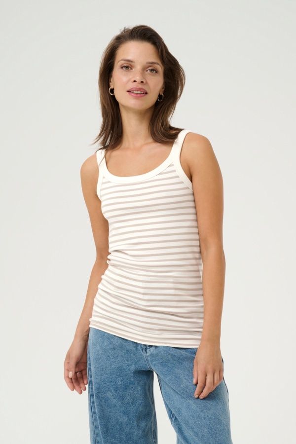 Kaffe Camisole rayures Chalk/FeatherGray 10509814