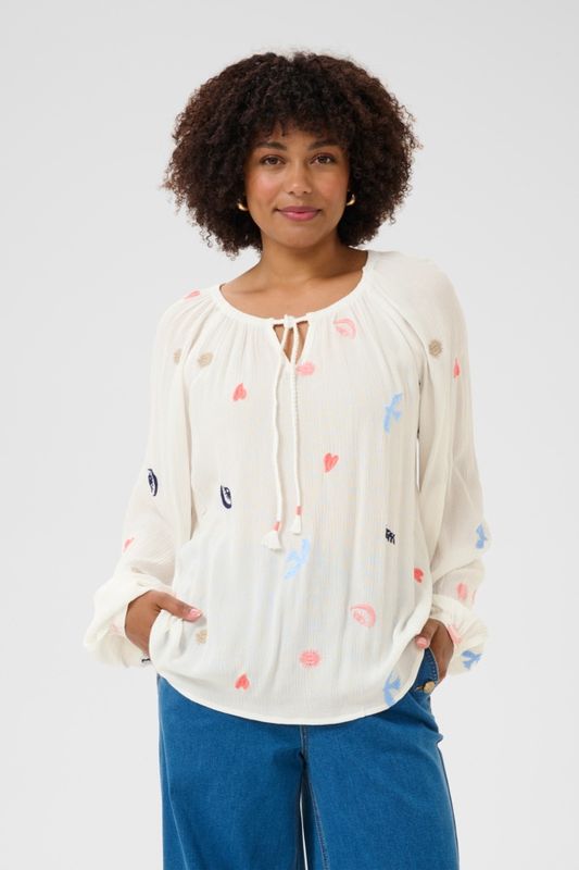 Cream Blouse motifs brodés 10613444