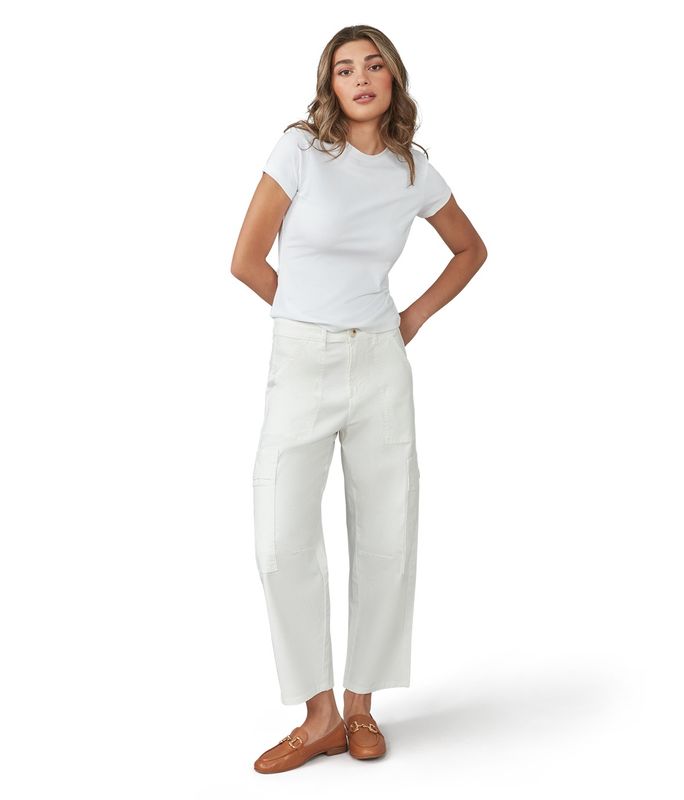 Lola Jeans Pantalon blanc poches cargo Dylan-WHT