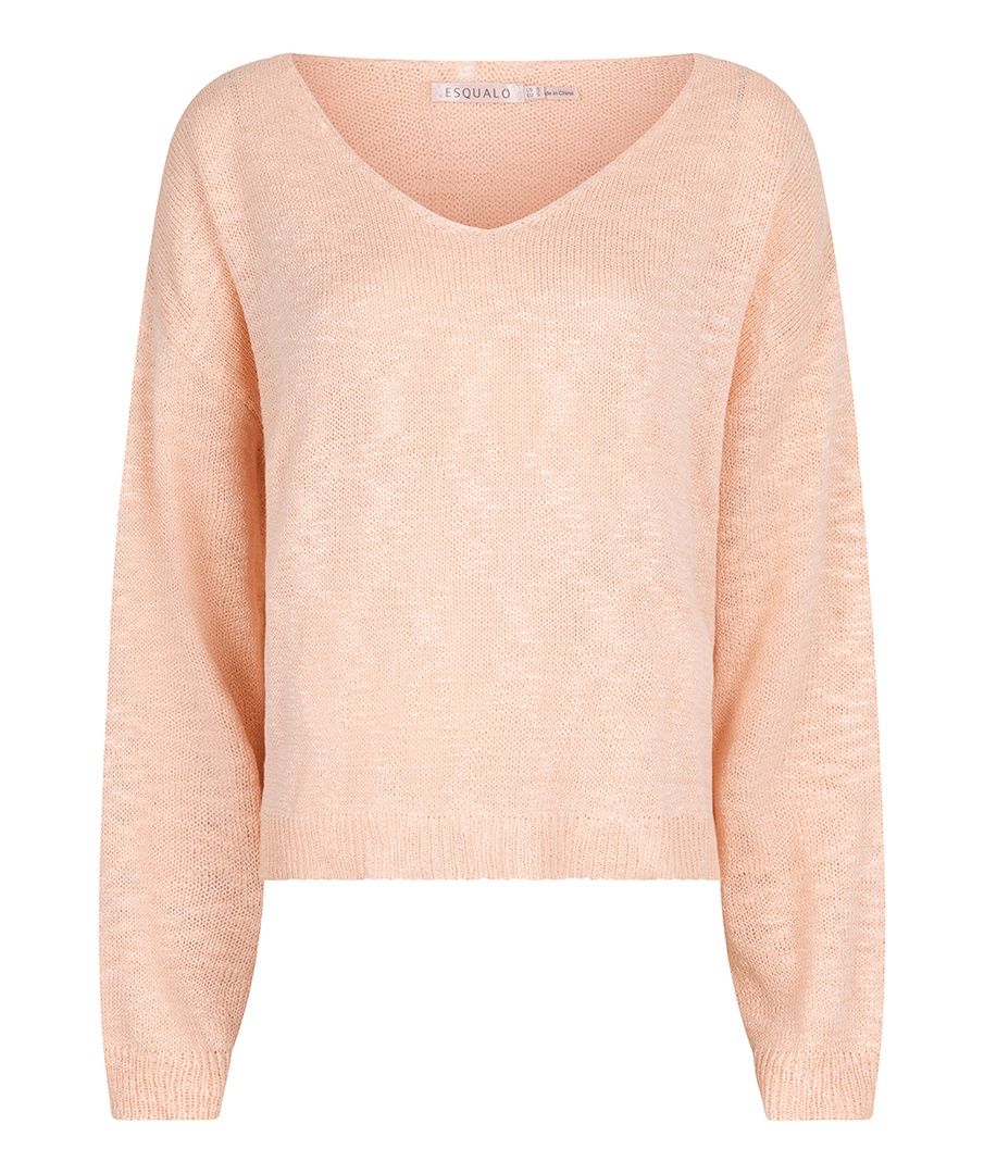 Esqualo Chandail manches longues col V boxy slub light abricot SP2502018