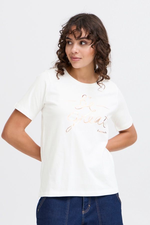 Fransa T-Shirt offwhite col rond Be Great 20615334