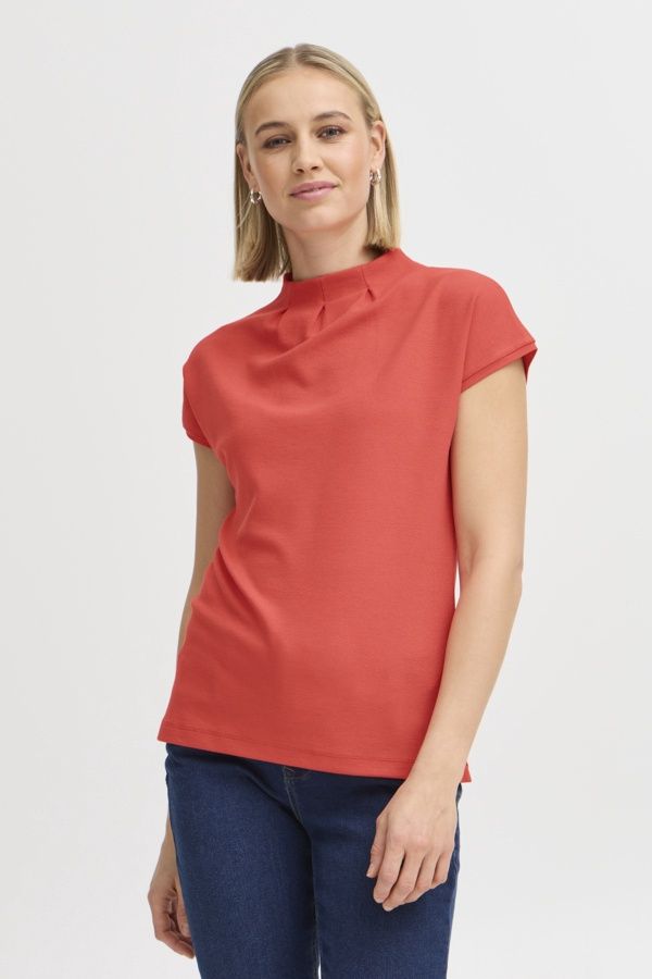 Fransa T-Shirt fronces au col rouge 20606485