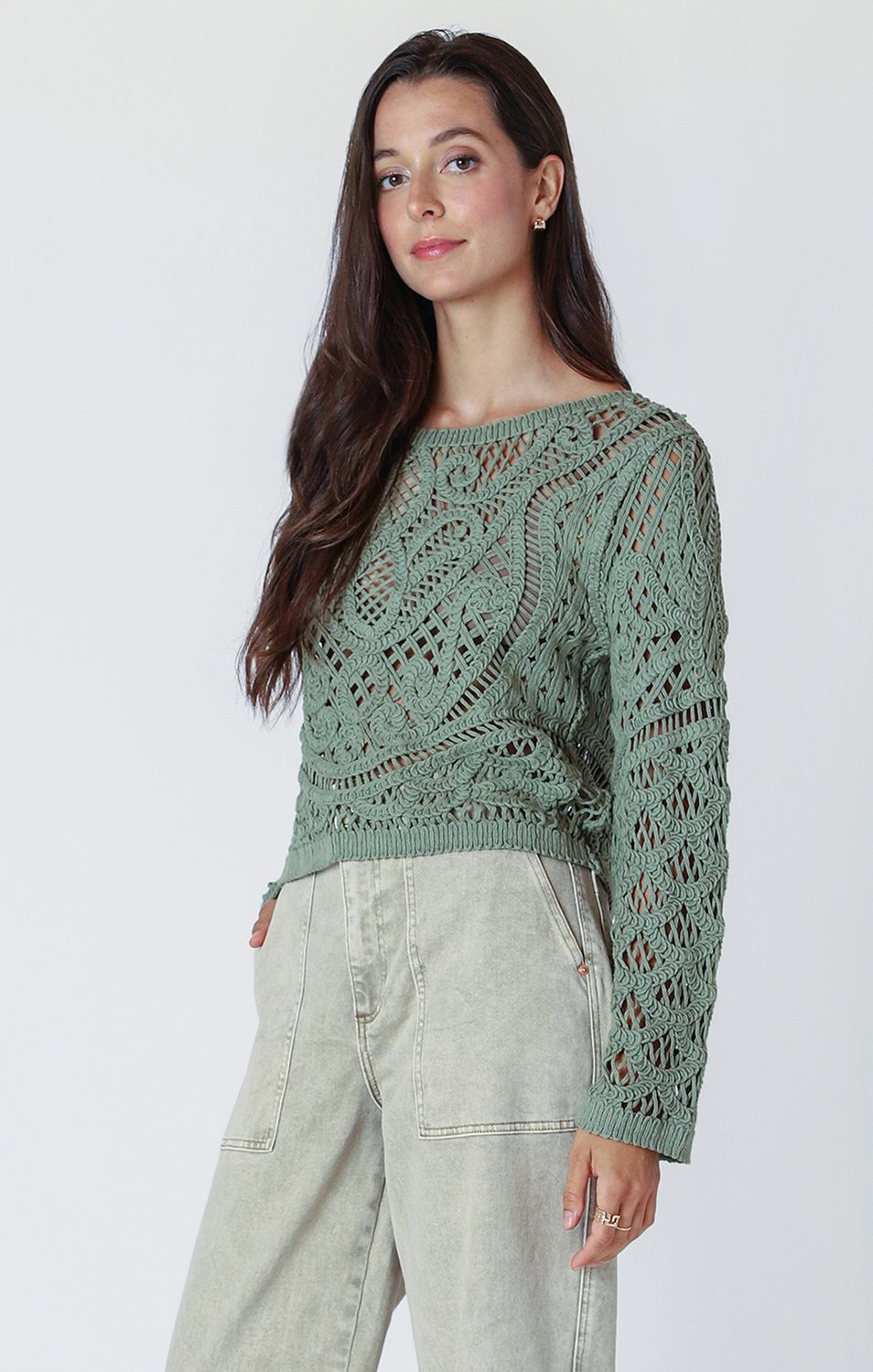Dex Chandail crochet vert sauge 2527016