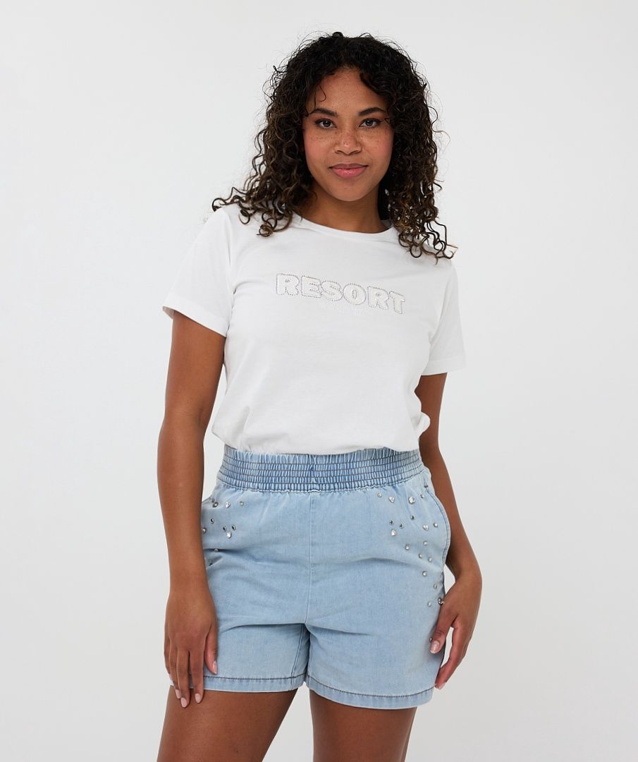 Esqualo T-Shirt offwhite écriture RESORT brillants 2505211
