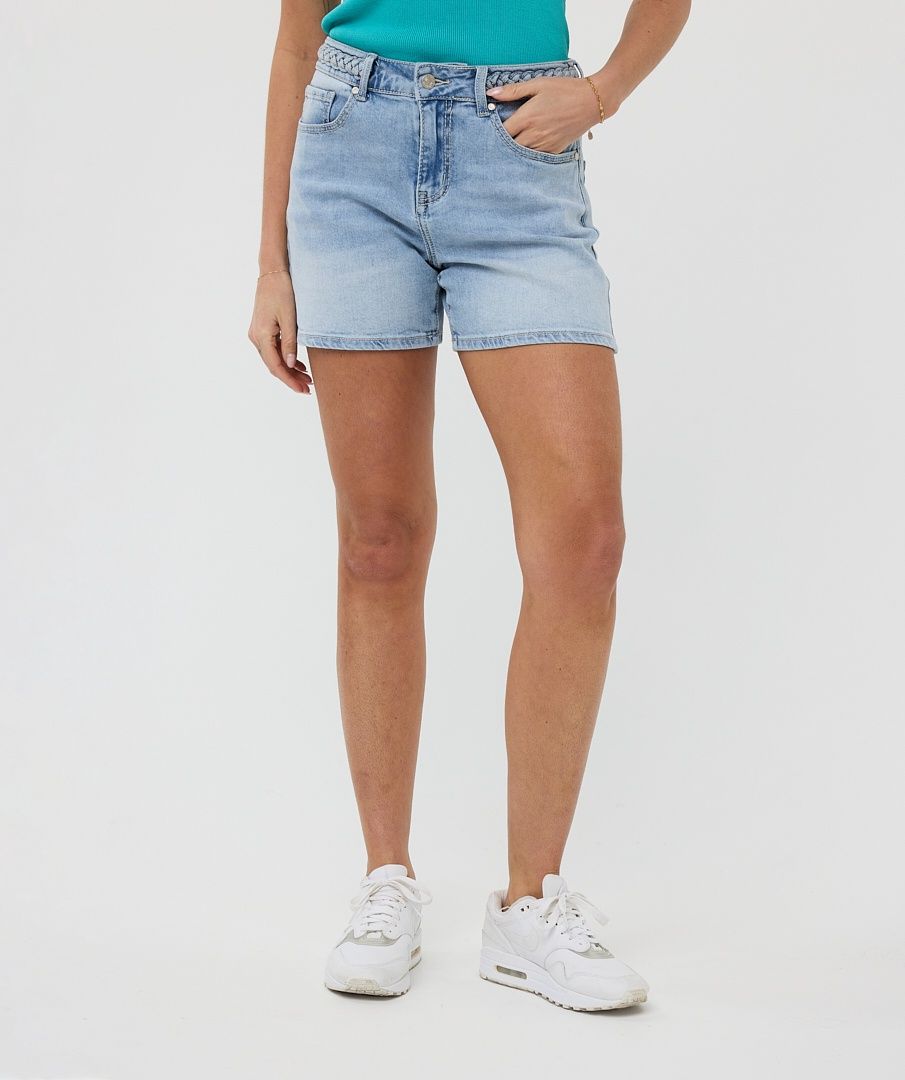 Esqualo Short Jeans bleu pâle ceinture tressée 2512214