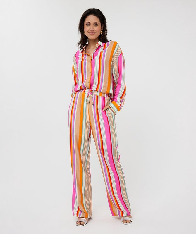 Esqualo Pantalon trousers wide leg à rayures colorées 2515201