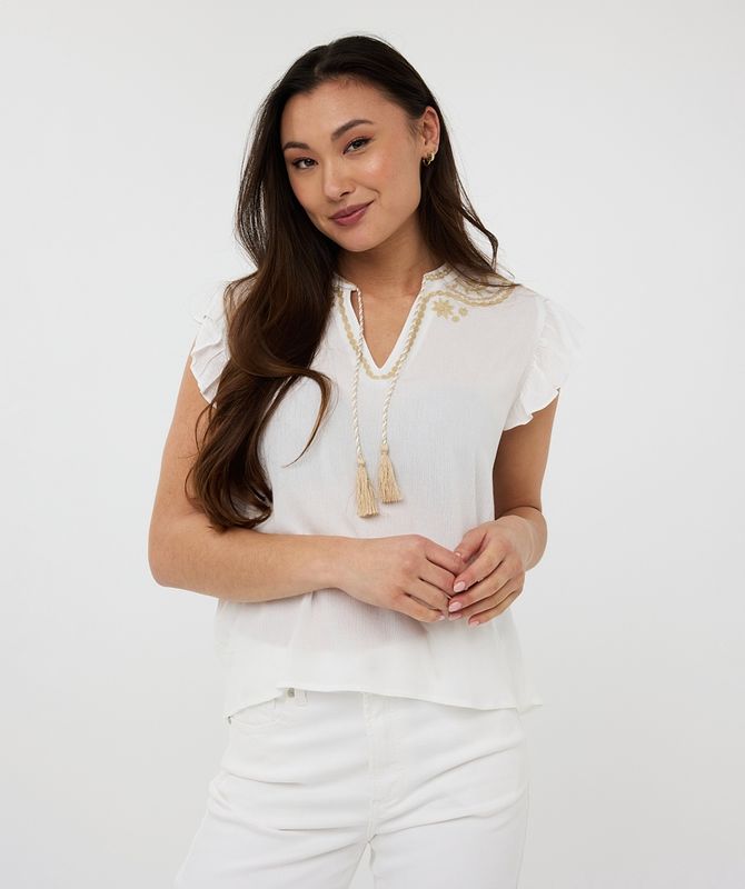 Esqualo Blouse manches volants broderie doré 2509215