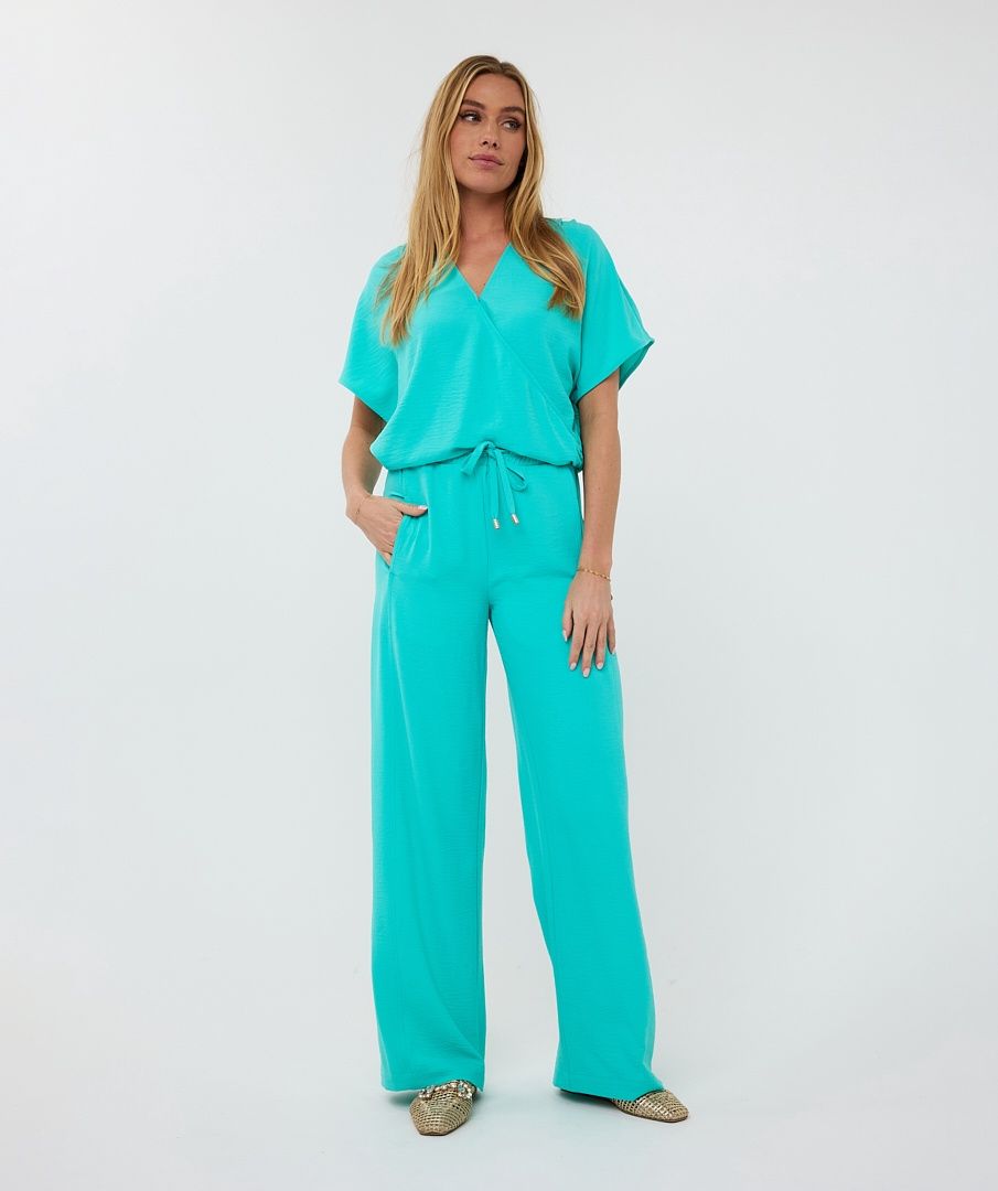 Esqualo Blouse encolure croisée turquoise 2510218