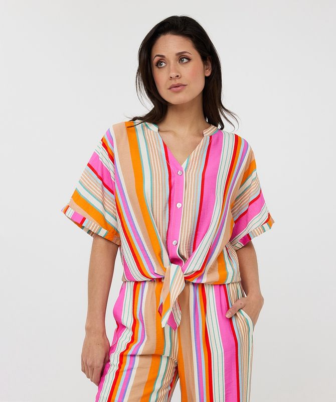Esqualo Blouse nouée rayures colorées 2515200
