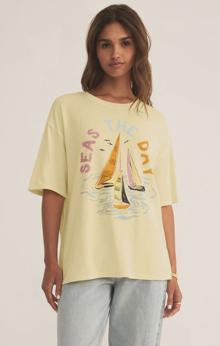 ZSupply T-Shirt jaune coupe ample motif voiliers GT252808