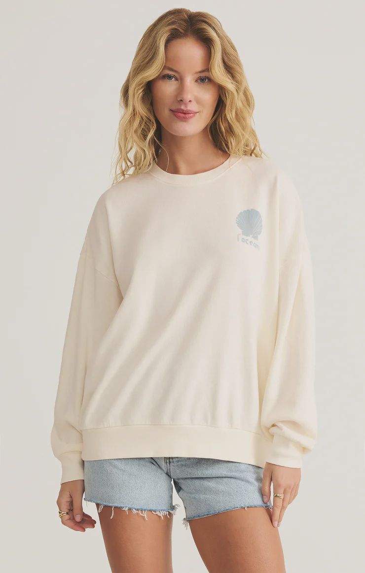 ZSupply Chandail crewneck Ocean Sunday offwhite motif bleu GT252809