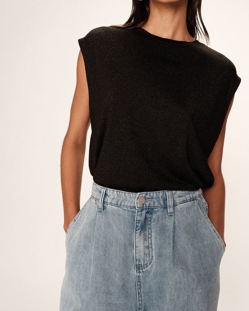 Grace&amp;Mila T-Shirt sans manches lurex noir RIMBAUD 13268