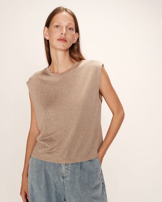 Grace&amp;Mila T-Shirt sans manches lurex taupe RIMBAUD 13268