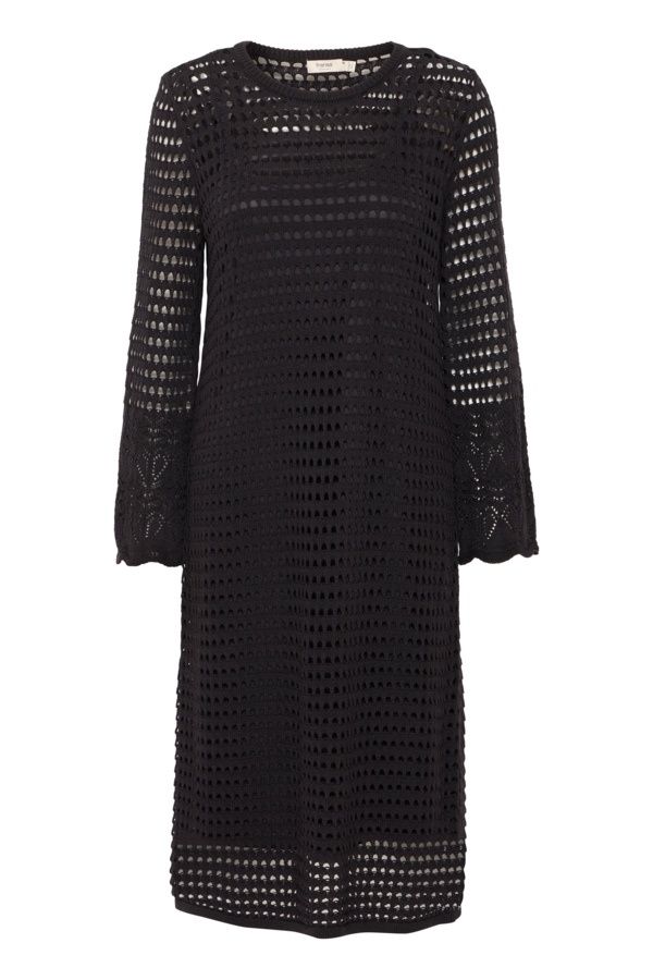 Fransa Robe crochet noire manches longues 20615479