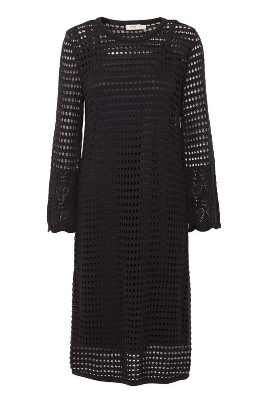 Fransa Robe crochet noire manches longues 20615479
