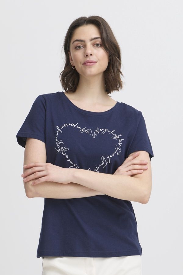 Fransa T-Shirt marine écritures forme coeur 20615482