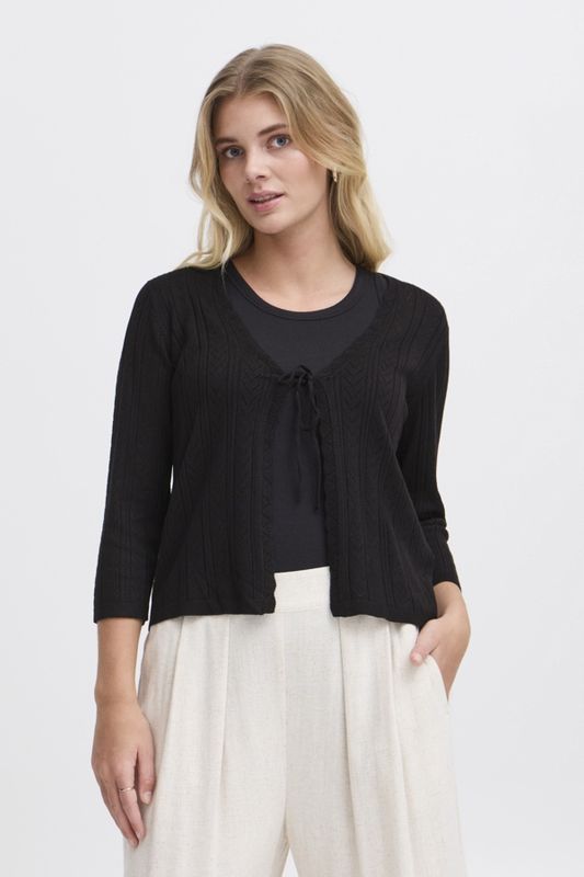 Fransa Cardigan pointelle noir avec boucle avant 20615618