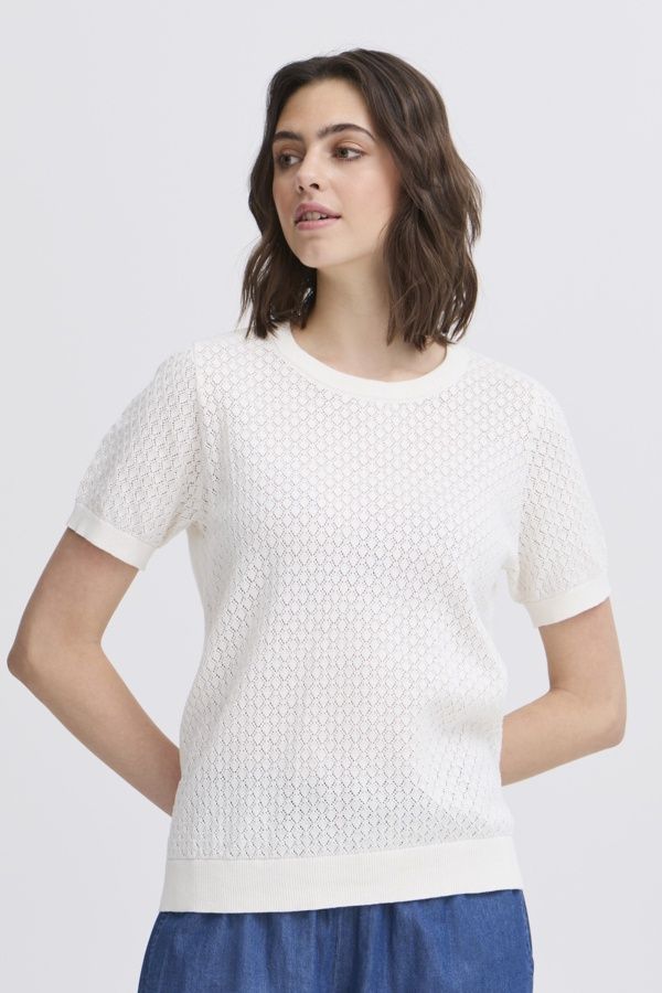 Fransa Chandail pointelle manches courtes offwhite 20615623