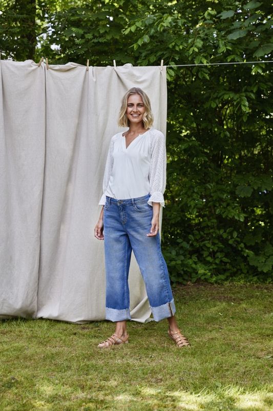 Fransa Jeans jambes droites HANNA revers dans le bas effiloché 20615679