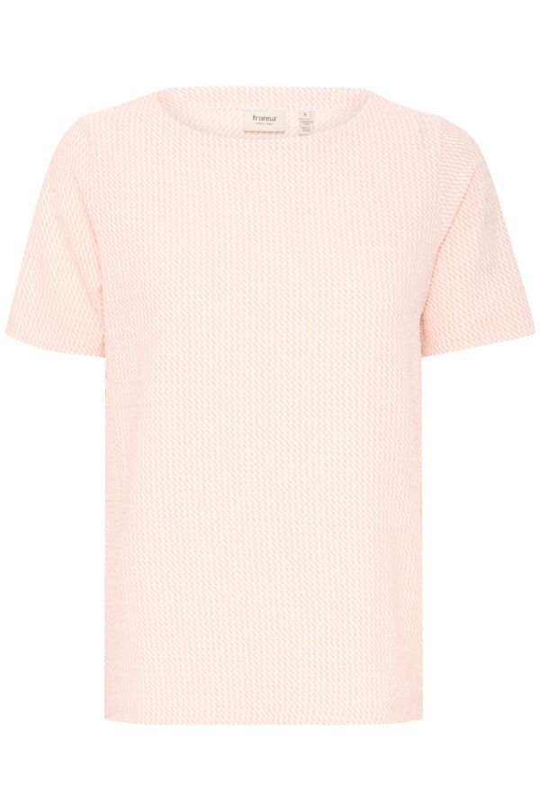 Fransa T-Shirt texture gaufré corail et blanc 20615824