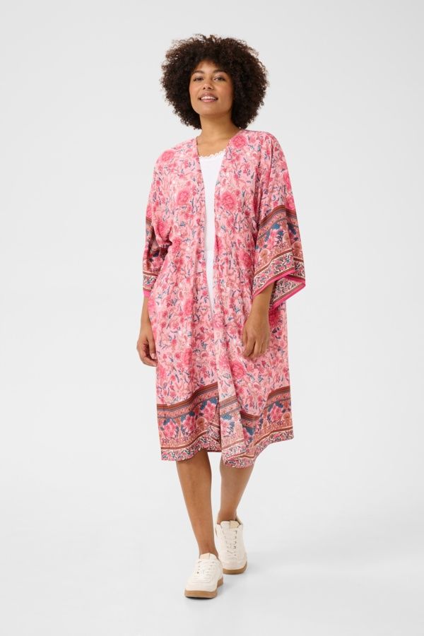 Cream Kimono rose imprimé floral 10613812
