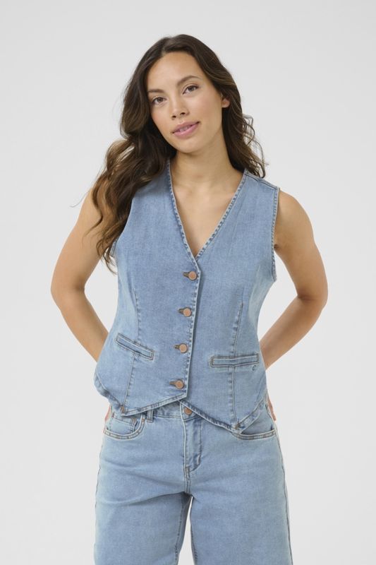 Cream Veste sans manches boutonnée en denim 10613772