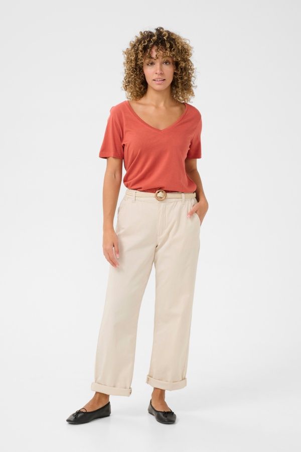 Cream Pantalon beige très léger avec ceinture corde 10613668