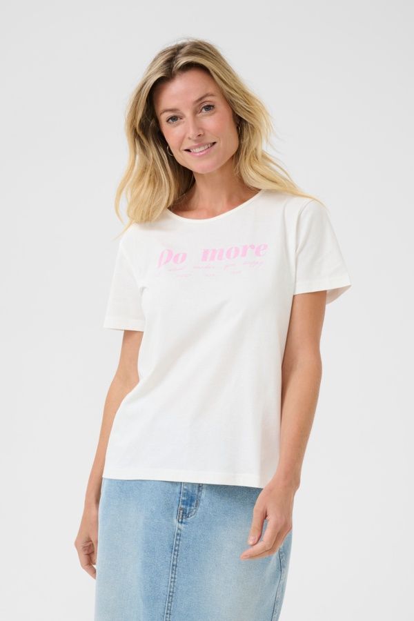 Cream T-Shirt manches courtes écritures roses Do More 10613806