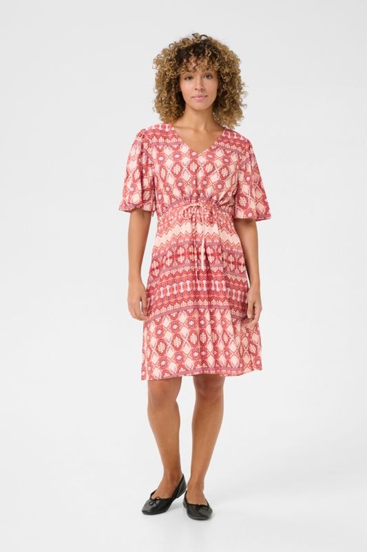 Cream Robe courte motifs ethnic geo 10613601