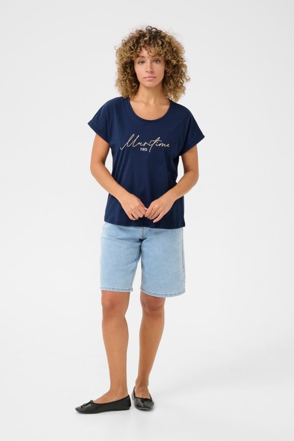 Cream T-Shirt Marine écritures cordes Maritimes 10613805