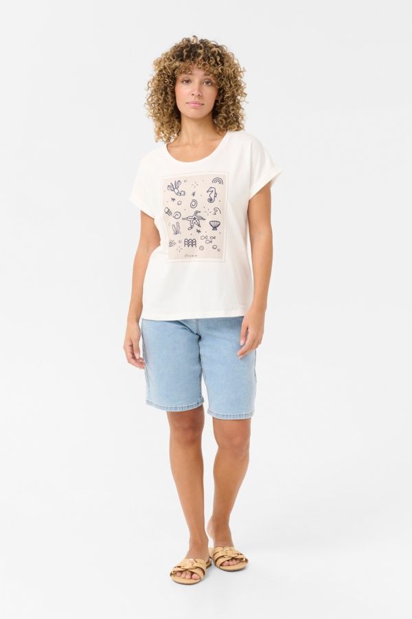 Cream T-Shirt imprimé Blue Ocean 10613804