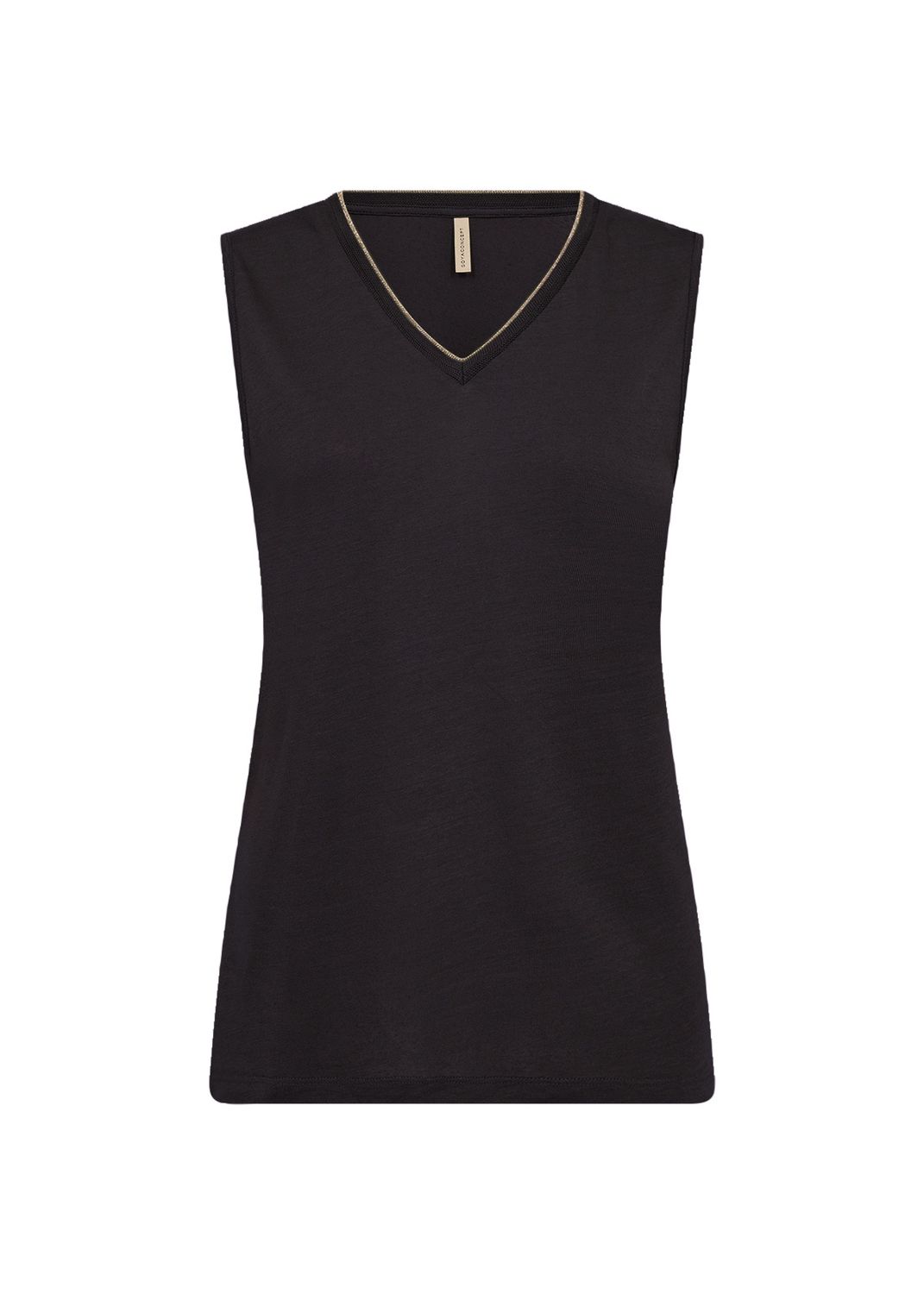 Soya Concept Haut noir sans manches col V doré 27016