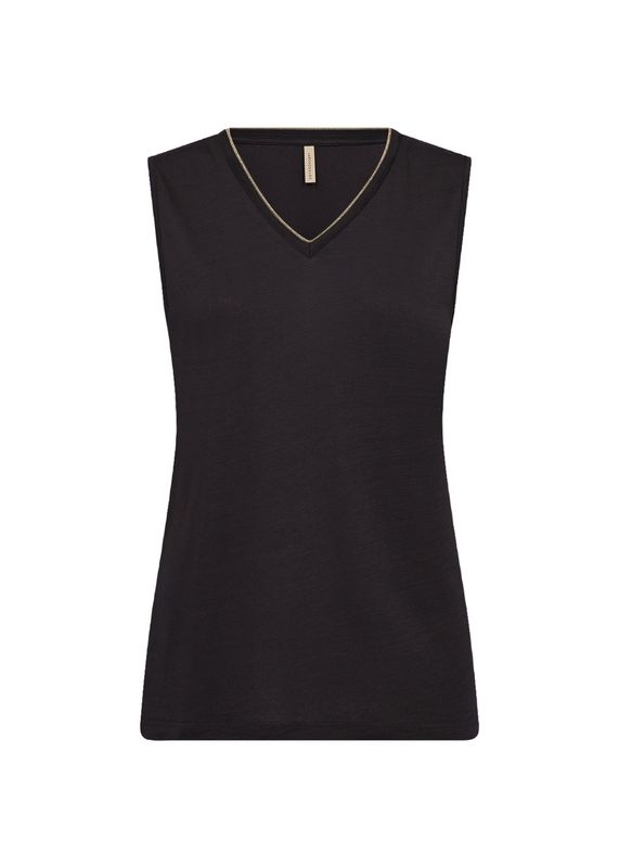 Soya Concept Haut noir sans manches col V doré 27016