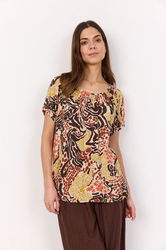 Soya Concept Blouse manches courtes imprimé Hot Fudge Combi 41143