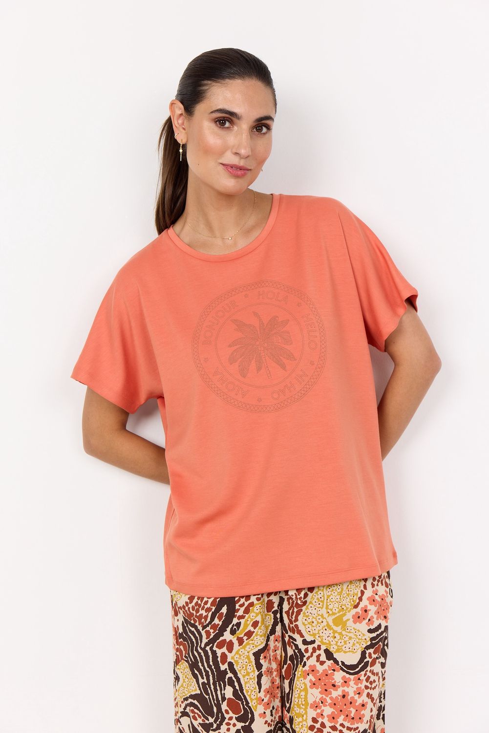 Soya Concept Chandail mandarine modal manches courtes écritures 27028