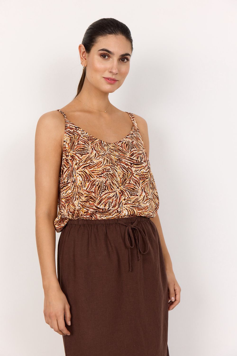 Soya Concept Camisole fines bretelles croisées au dos imprimé Madarin Combi  41156