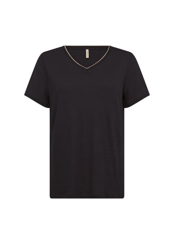 Soya Concept T-Shirt noir col V doré 27017