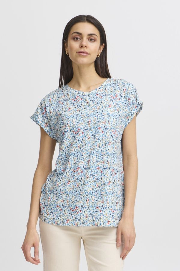 Fransa T-Shirt imprimé floral bleu 20610634