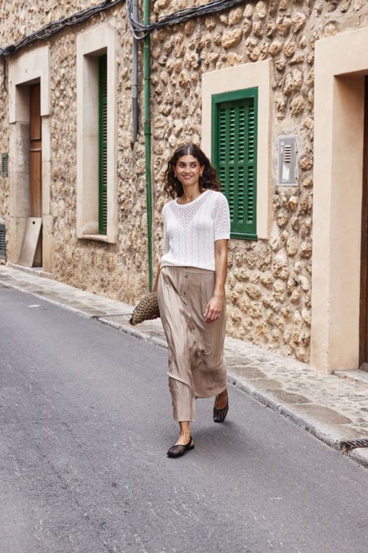 Fransa Chandail tricot très léger et ajouré crème 20615699