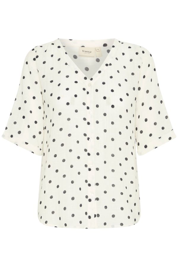 Fransa Blouse en lin crème motifs cocktails 20615707