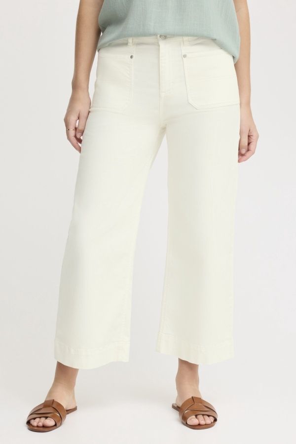 Fransa Pantalon écru coupe droite poches avant 20615739